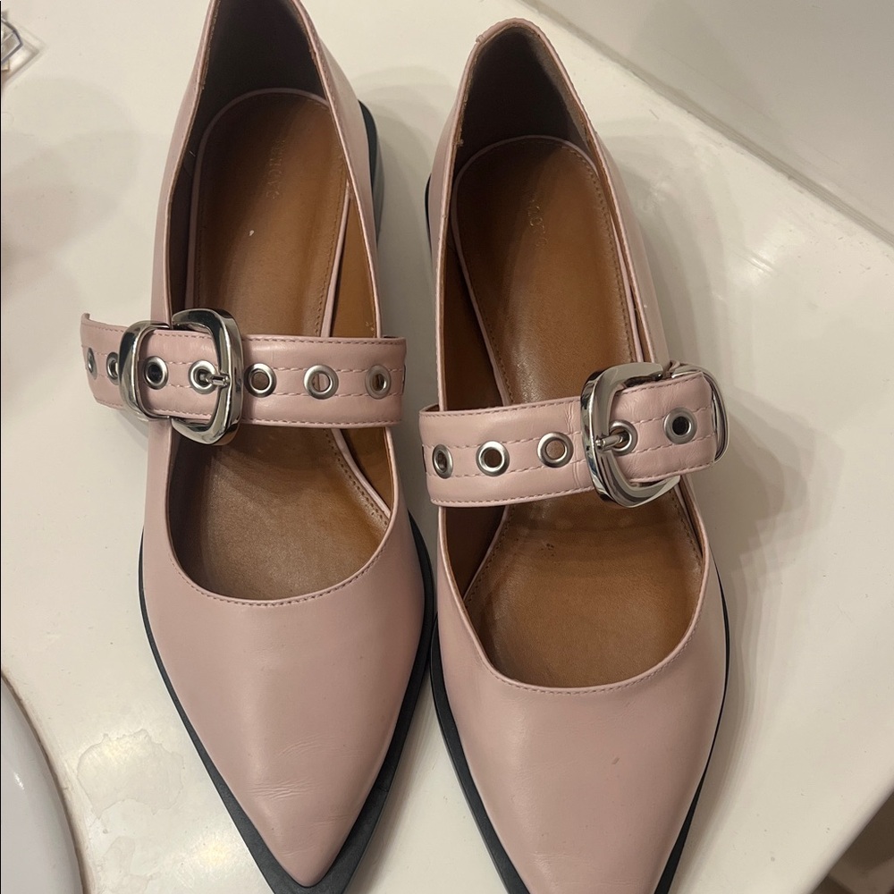 Maeve Blush Pink Buckle Flats